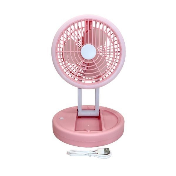 Foldable and Portable Circulating Table Fan with Lamp - Pink
