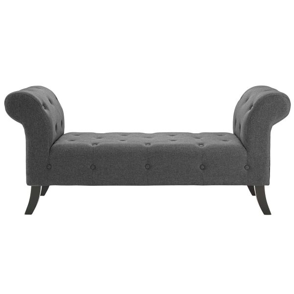 Evince Grey Button Tufted Accent Upholstered Fabric Bench - Three Quarter