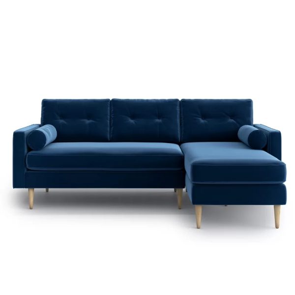 Avril Velvet Corner Couch Sofa - Blue