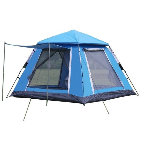 Camping 6 Person Spacious Tent With Porch, Stable and Lightweight Tents - Blue