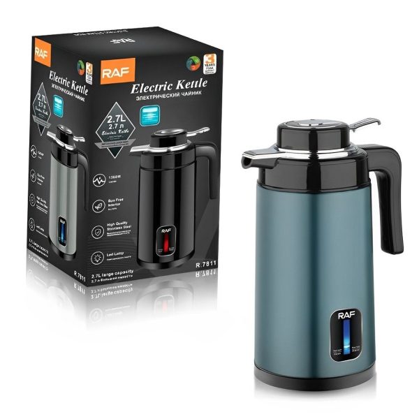 Electric Kettle 2.7L Stainless Steel Double Wall - Green