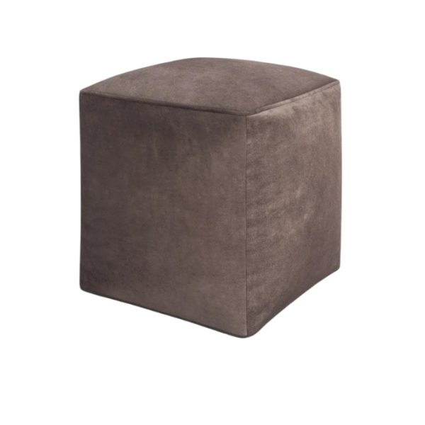 Remy Velvet Pouffe Ottoman - Brown