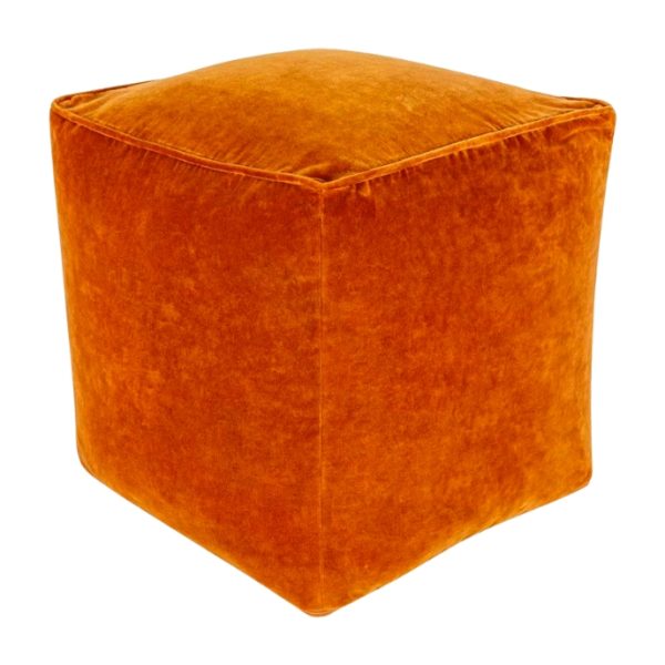 Remy Velvet Pouffe Ottoman - Orange