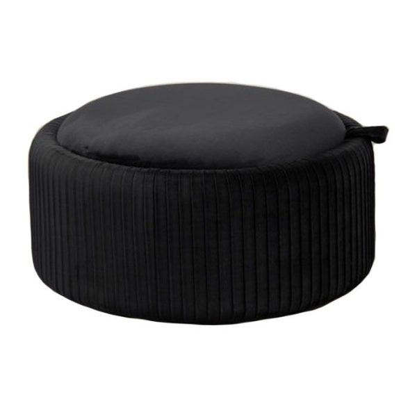 Hackman Multipurpose Round Storage Ottoman in Velvet Fabric