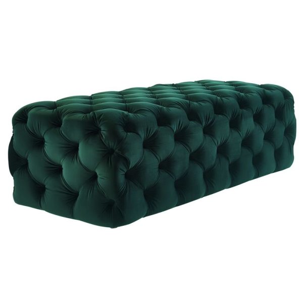 Lifestyle Velvet Jumbo Rectangle Ottoman - Green