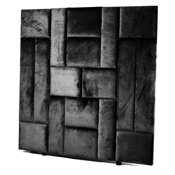 Multi-Panel Styled Headboard - Velvet (Black) - Single