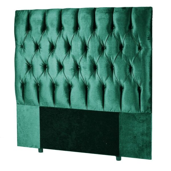 Modern Deep-Button Headboard - Emerald Green - Velvet - Single