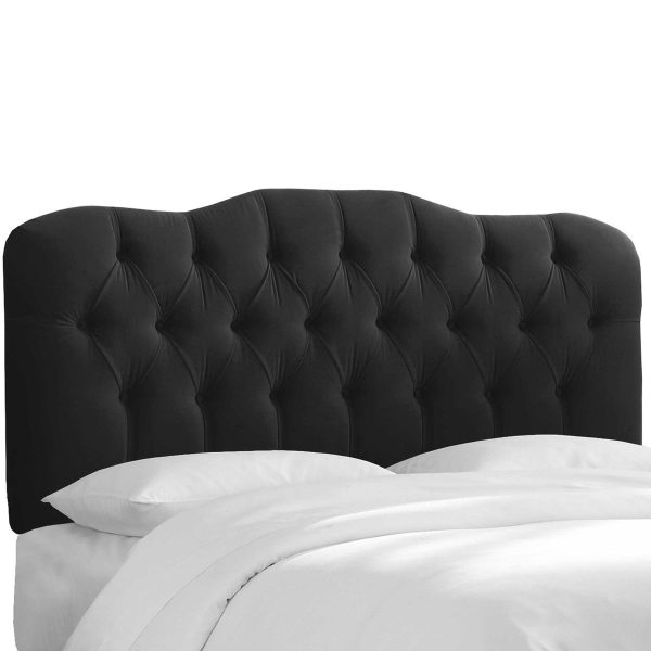 StrohBerry - Manhattan Tufted Velvet Headboard - Black - Three Quarter