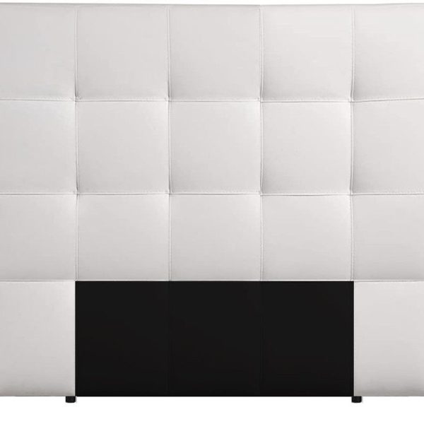 Lifestyle Square Button Block Headboard - Leather - Queen - White