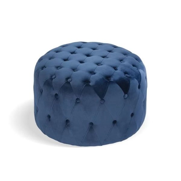 Colins 24'' Wide Tufted Round Pouf Ottoman - Blue