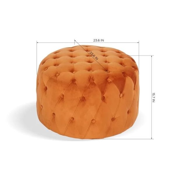 Colins 24'' Wide Tufted Round Pouf Ottoman - Orange