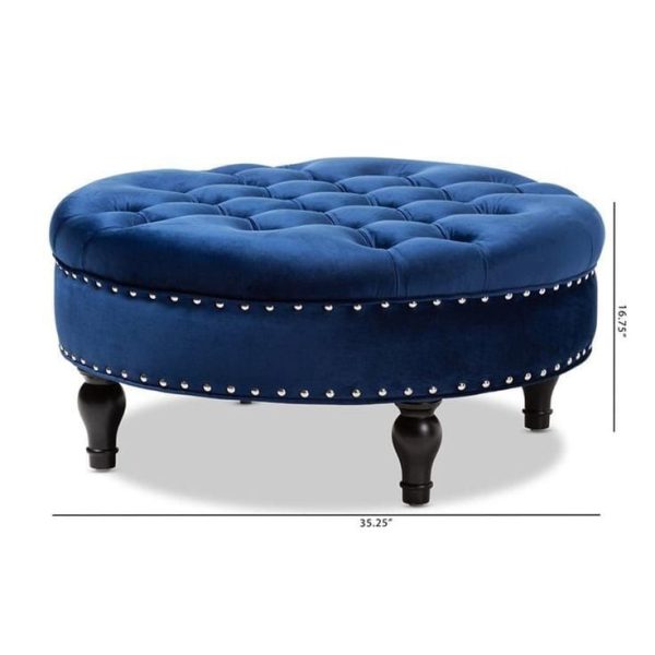 Round Non-Storage Ottoman - Blue