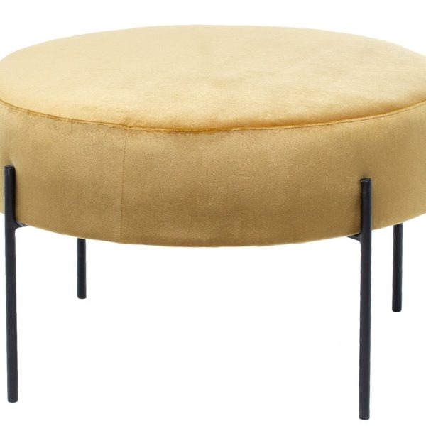 George & Mason - Velvet Round Ottoman - Chartreuse