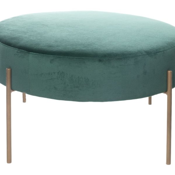 George & Mason - Velvet Round Ottoman - Sage Green