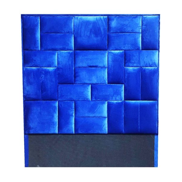 De Puzzle Headboard in Blue Velvet - Double