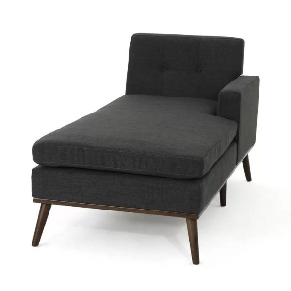 Endicott Tufted One Arm Right-Arm Square Chaise Lounge Chair - Black