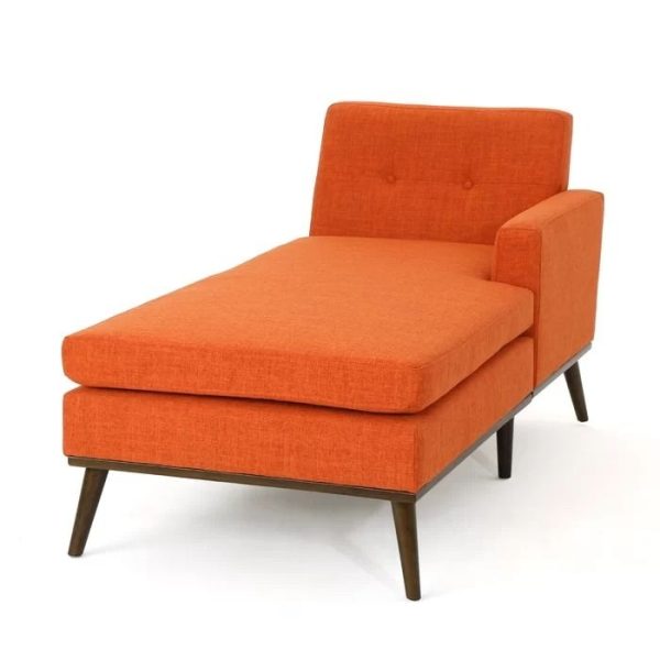 Endicott Tufted One Arm Right-Arm Square Chaise Lounge Chair - Orange