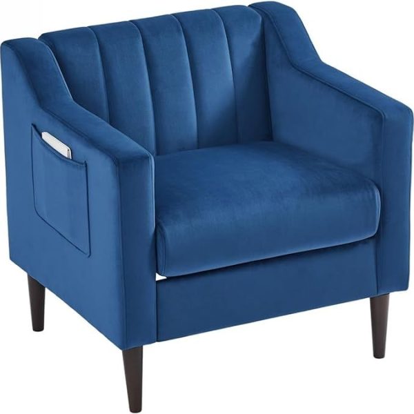 Luna Velvet 1 Seater Sofa Arm Chair - Blue