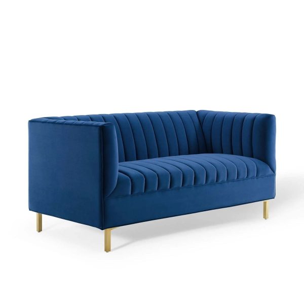 Shift Channel Tufted Sofa - Blue