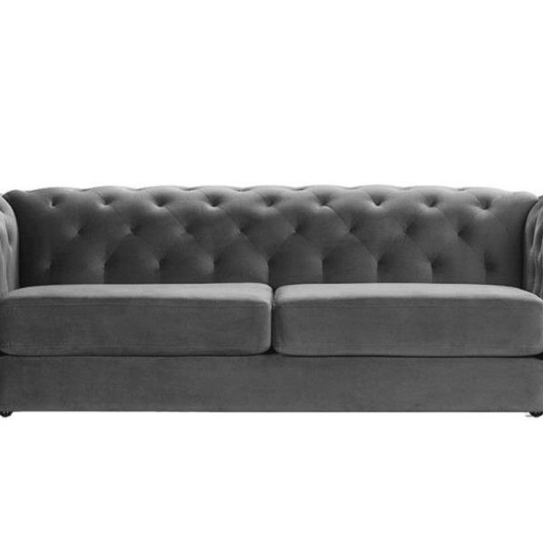 Amazon Grey Chesterfield Tufted Couch With Removable & Reversible Seat