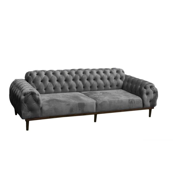 Brigette Velvet Sofa - Grey