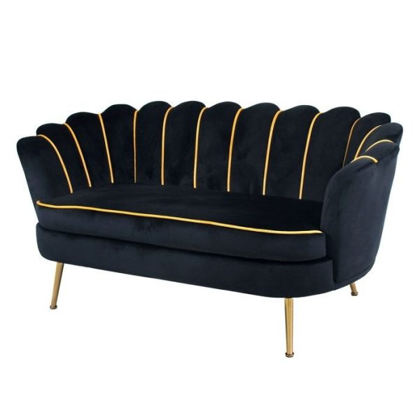 Decorotika Flared Arm Velvet Loveseat - Black, Gold