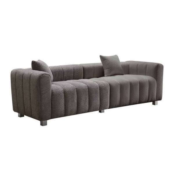 Decorotika 87.4'' Fluff Channel Sofa - Dark Grey Beige