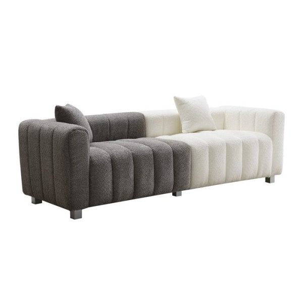 Decorotika 87.4'' Fluff Channel Sofa - Light & Dark Grey Beige