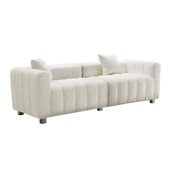 Decorotika 87.4'' Fluff Channel Sofa - Light Grey Beige