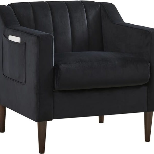 Luna Velvet 1 Seater Sofa Arm Chair - Black