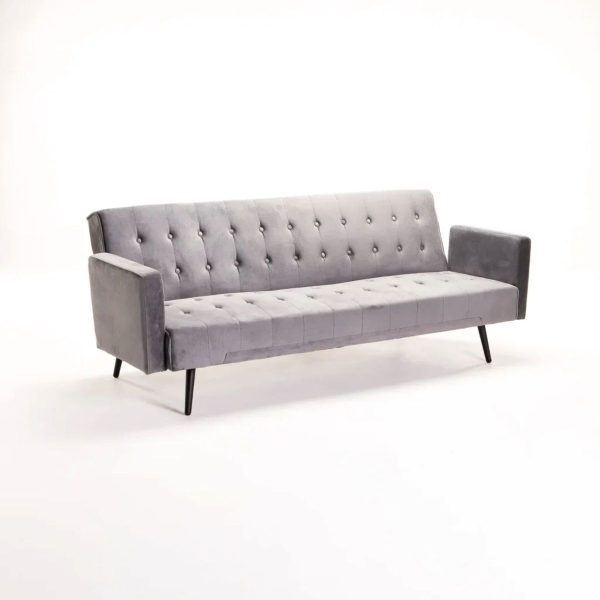 Mac Velvet Sleeper Couch - Dark Grey/Black Leg
