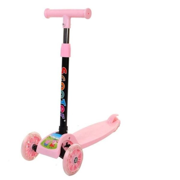Folding Kids Scooter Tricycle Ride Toys with Flashing Light Wheels - Pink