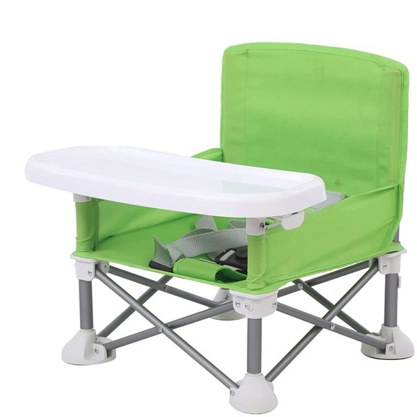 Foldable Baby Dining Chair Seat with Tray and Travel Bag - Green