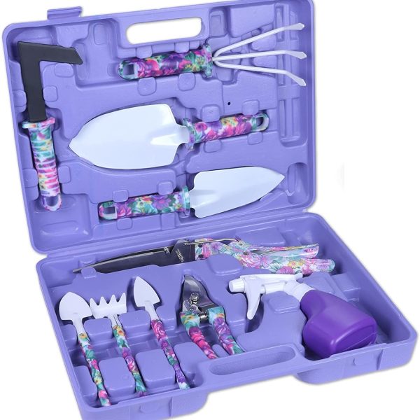 Beautiful Lady's 10 piece flower gardening tool set.
