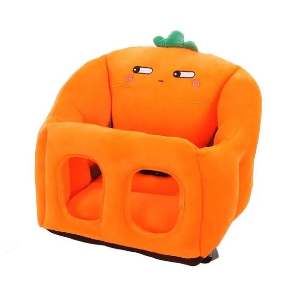 Baby Sofa Support Chair, Soft Plush Cartoon Animals Baby Sitting Chair - Orange