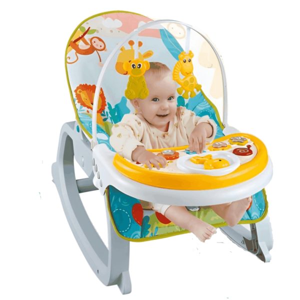 3-in-1 Baby Music Rocking Chair with Table Bedside Bell Music Piano - Green