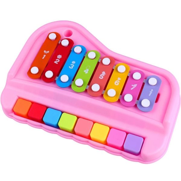 2 in 1 Piano Xylophone Musical Educational Toy For Kids - Pink