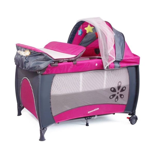 Baby Foldable Travel Crib With Travel Bag BB-18 - Pink