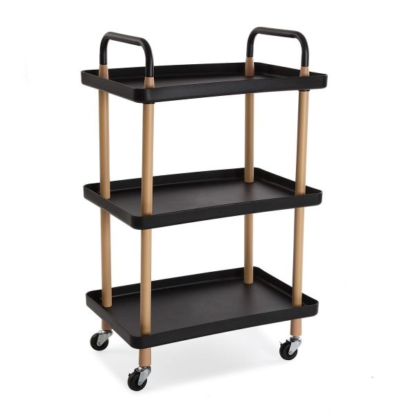 Rolling Cart Trolley Kitchen Storage Organizer Trolly with Wheels - 3 Tier - Black