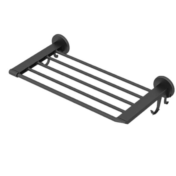 Wall Mounted Towel Holder with Clips - Black