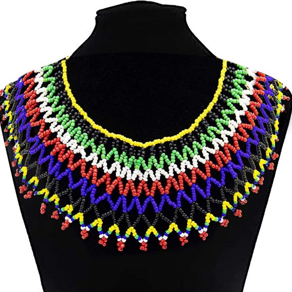 Colourful South African Maasai Beaded Bib Necklace