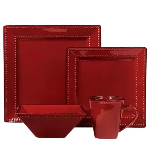 16 Piece Dinner Set - Red