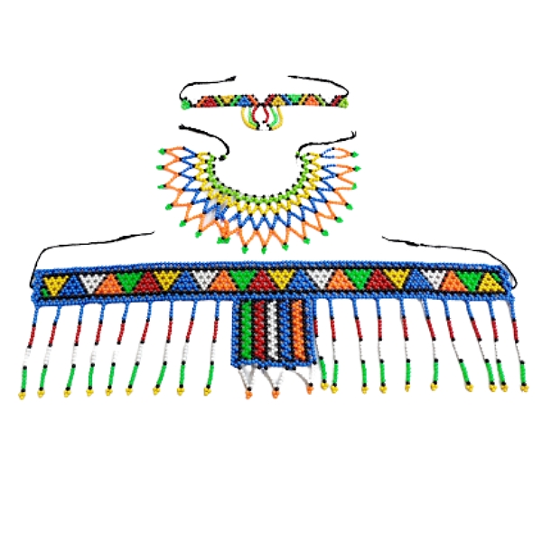 Ladies African Traditional Beaded Jewellery - Blue