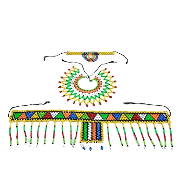 Ladies African Traditional Beaded Jewellery - Yellow