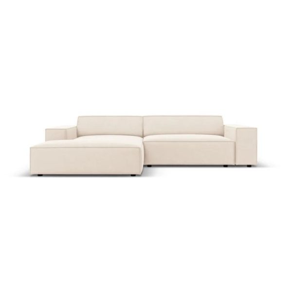 Comfy Home Furnitures - Alicia Velvet 3 Seater Corner Sofa Couch - Cream