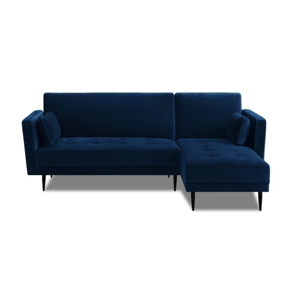 Alta Velvet 3 Seater Corner Sofa - Blue