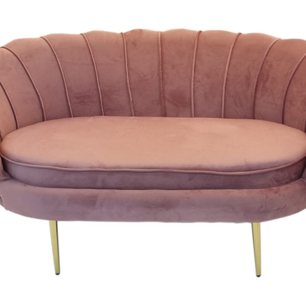 Tulip Velvet Double Seater Couch - Light Pink