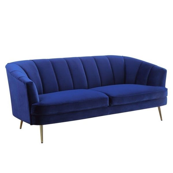 Mike Onley 78'' Blue Velvet 3-Seater Couch