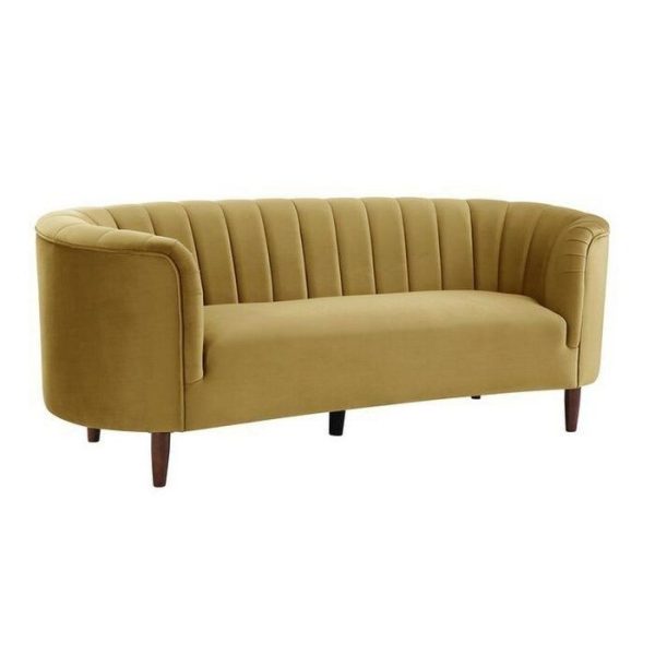 Decorotika Onley 81'' Upholstered Velvet 3-Seater Sofa - Brown