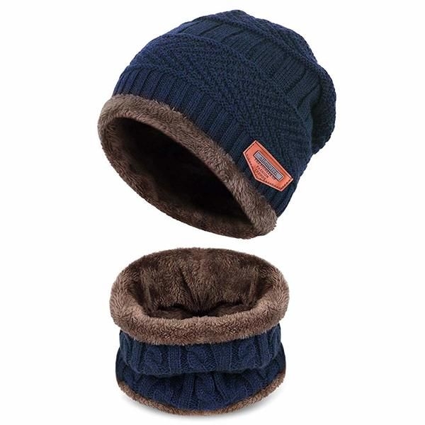 Beanie Ski winter slouch and neck warmer for men and women-Blue